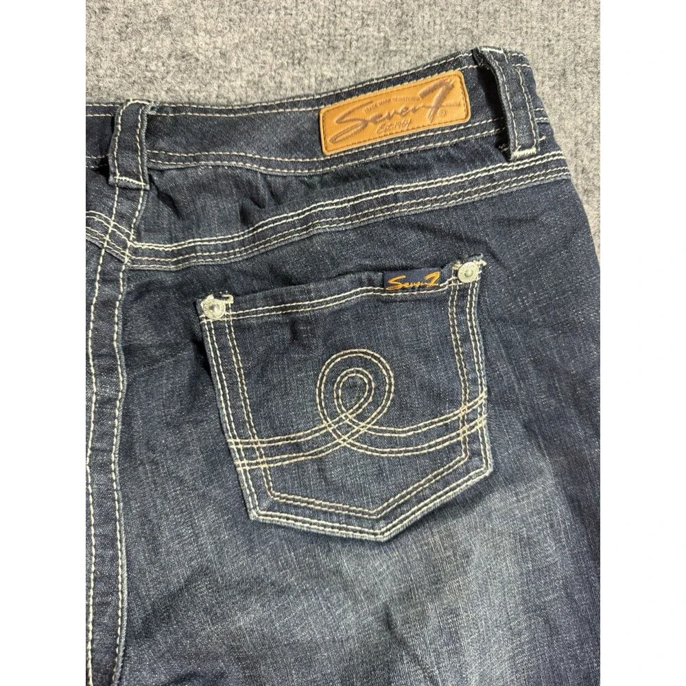 Seven7 Women’s Dark Blue Denim Luxury Jean Capris – Size 16 – Stretch – NWT - Picture 10 of 11